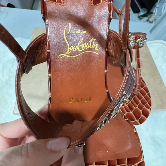 Just Queen 55 Croc-Embossed Sandals - Picture 8 of 15